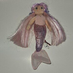 Douglas Cuddle Toys Pink Mermaid Plush 10" Stuffed Animal Toy Purple Bows 2021